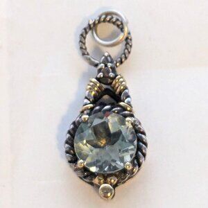 NF Thailand 925 14K Faceted Aqua Stone Pendant